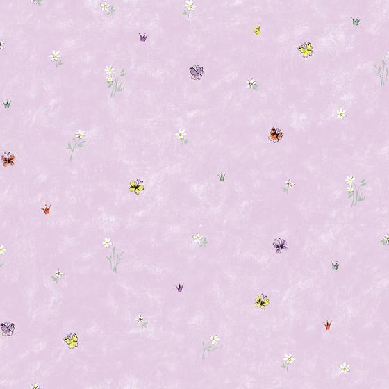 Imagem de Papel de parede kantai hello kids - flores e borboletas lilás