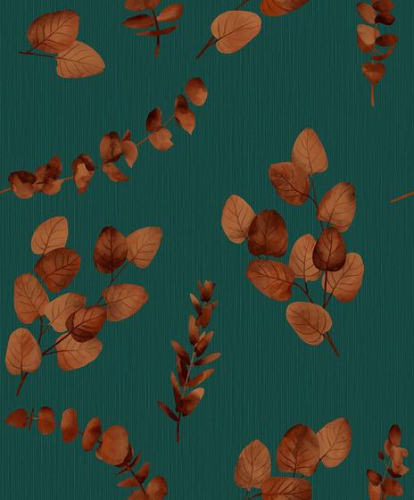 Imagem de Papel de parede kantai moda em casa 2 - folhas secas (fundo verde)
