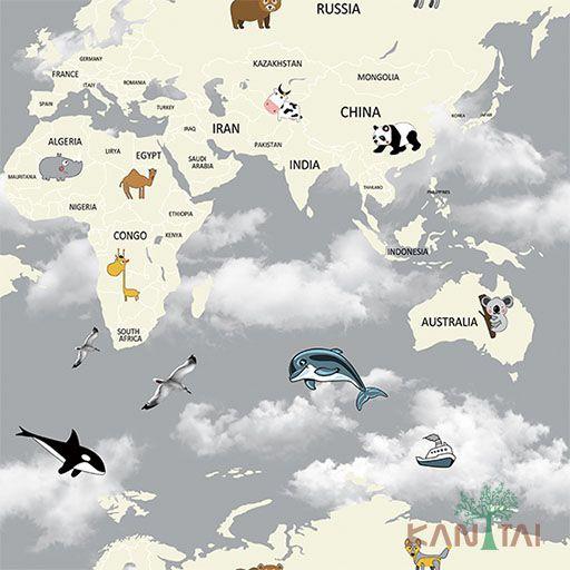 Imagem de Papel de parede kantai yoyo 2 - mapa mundi infantil