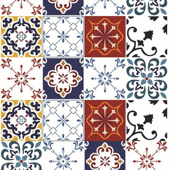 Imagem de Papel De Parede Lavável Azulejo Mosáico Fundo Branco 12M