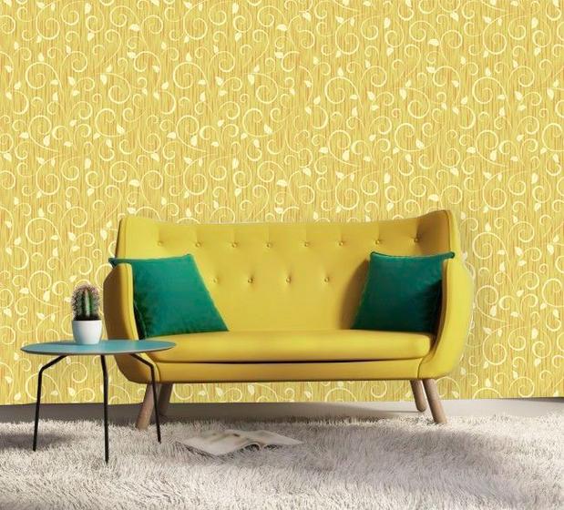 Papel de Parede Lavável Clássico Arabesco ca0002 Amarelo Menor preço em Papel de Parede Lavável Clássico Arabesco ca0002 Amarelo