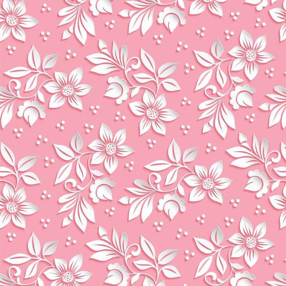 Imagem de Papel De Parede Lavável Flores Brancas Em Fundo Rosa 3m