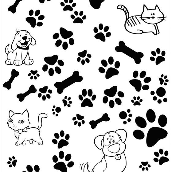 Imagem de Papel De Parede Lavável Pegadas E Ossos Gatos E Cães 6M