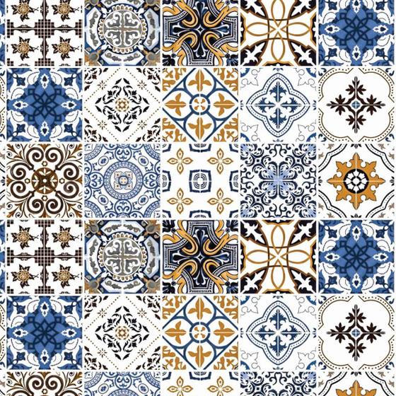 Imagem de Papel De Parede Lavável ulejo Hidráulico Mosáico 3M
