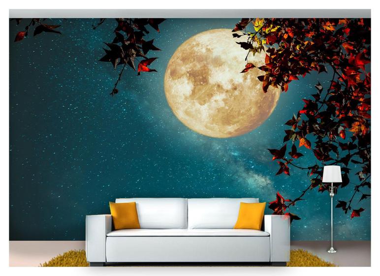 Imagem de Papel De Parede Lua Cheia Noite Estrelas 3D Lua40
