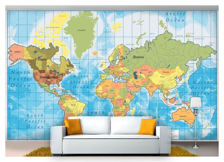 Imagem de Papel De Parede Mapa Mundi Nmu03 3M²