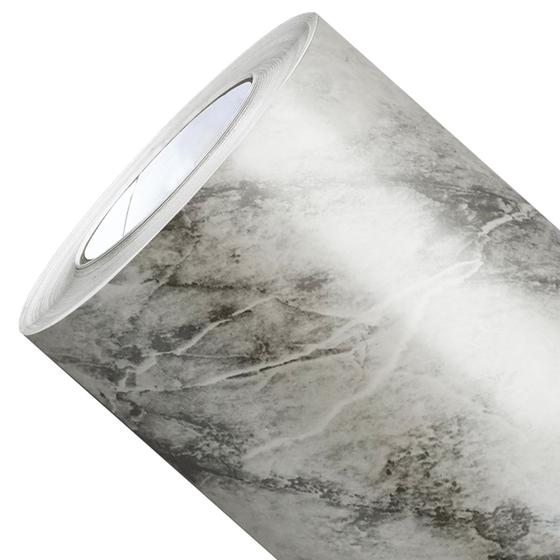 Imagem de Papel de Parede Mármore Carrara Brilhante Vinil Adesivo Impermeável Lavável Pia Box Mesa 2m X 60cm