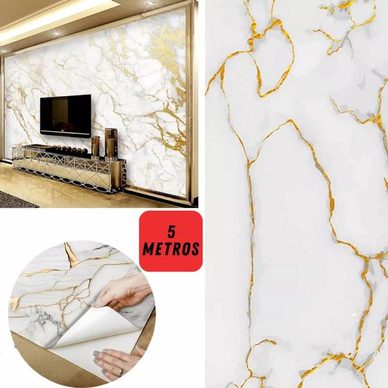 Papel De Parede Mármore Dourado Adesivo Colante 5 Metros Imagem de Papel De Parede Mármore Dourado Adesivo Colante 5 Metros