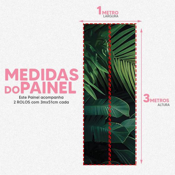 Imagem de Papel De Parede Painel 3D Folhas Bananeiras Verdes 1M