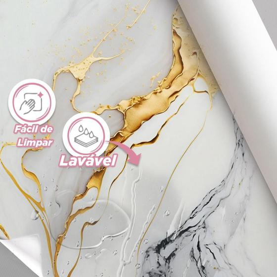 Imagem de Papel De Parede Painel 3D Mármore Branco Com Amarelo 4M