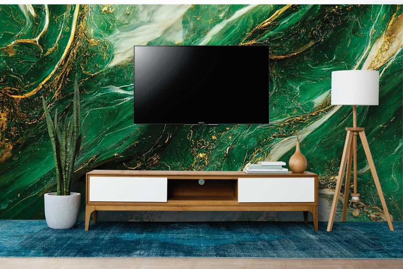 Imagem de Papel de Parede Painel 3D Mármore Branco Dourado Verde 3,5M Auto Colante Lavável Revestimento Brilho