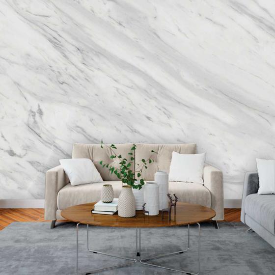 Imagem de Papel de Parede Painel 3D Mármore Carrara Branco 3M Revestimento Pedra Requinte Auto Colante