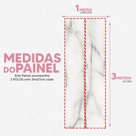 Imagem de Papel De Parede Painel 3D Mármore Carrara Branco Vinil 1M