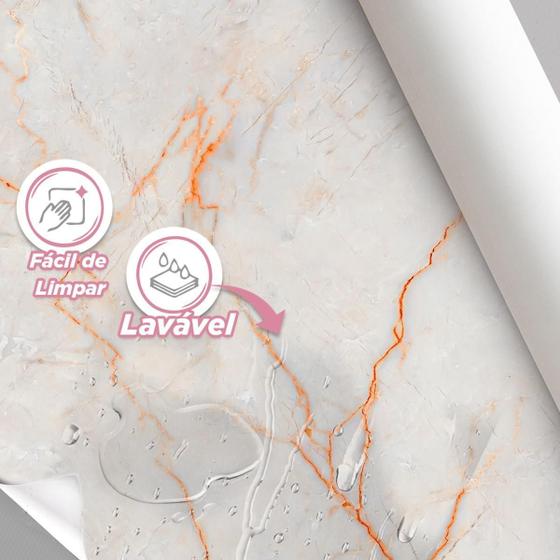 Imagem de Papel De Parede Painel 3D Mármore Carrara Fio Laranja 1M