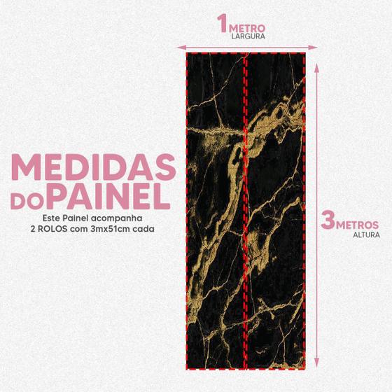 Imagem de Papel De Parede Painel 3D Mármore Preto Fio Ouro 1M