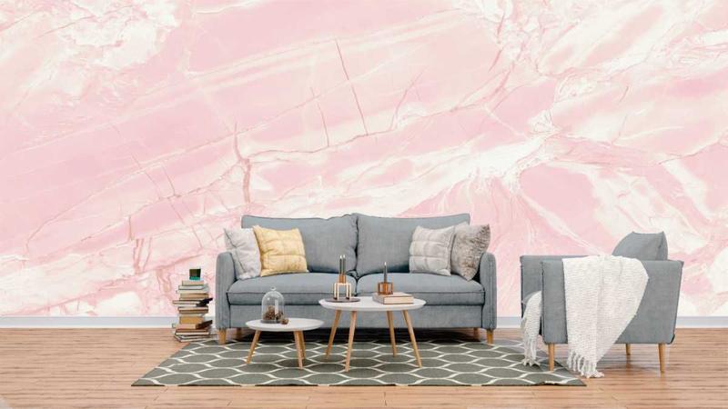 Imagem de Papel de Parede Painel 3D Mármore Rosa Carrara 4M Auto Colante Lavável Revestimento Brilhoso