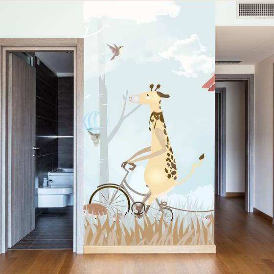 Imagem de Papel de Parede Painel Infantil Animais Aviões 2 rolos - 3m²