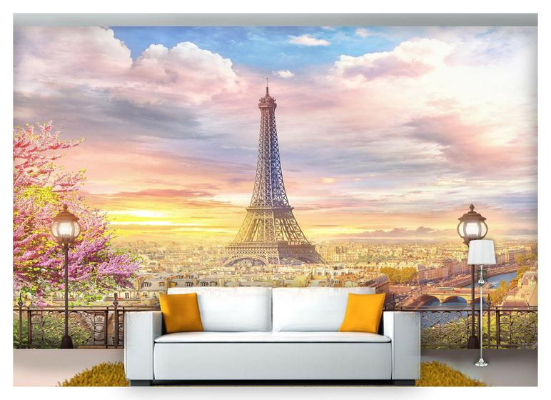 Imagem de Papel De Parede Paisagem Digital Sacada Eiffel Dah20