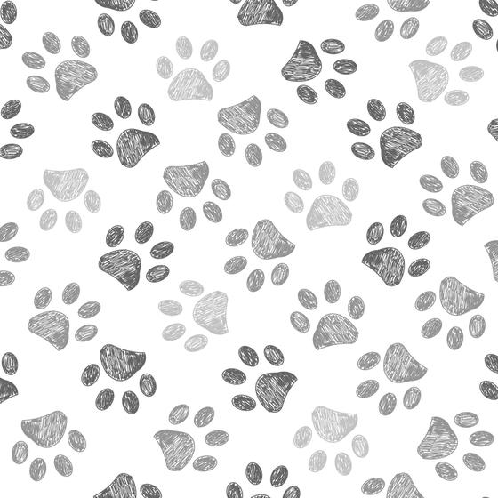 Imagem de Papel de Parede para Pet Shop Patinhas de Cachorro Cinza 57x270cm