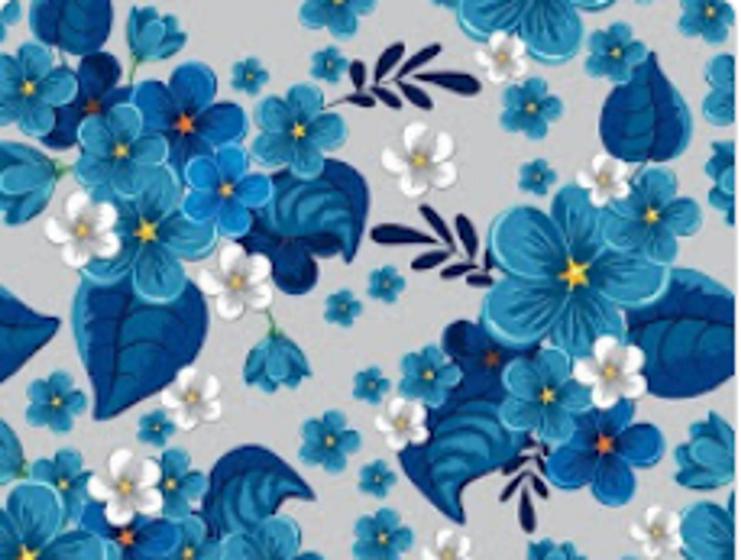 Imagem de Papel De Parede Para Sala Quarto Floral Flores Azul Em 3d Adesivo Lavável FL120
