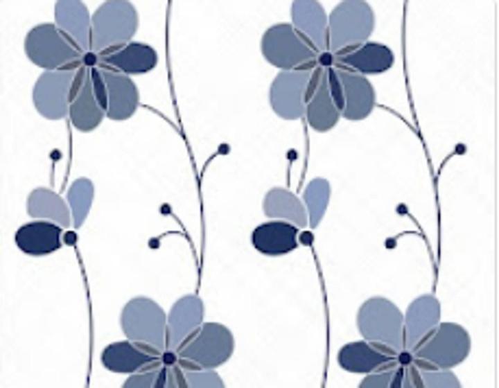 Imagem de Papel De Parede Para Sala Quarto Floral Flores Azul Em 3d Adesivo Lavável FL98