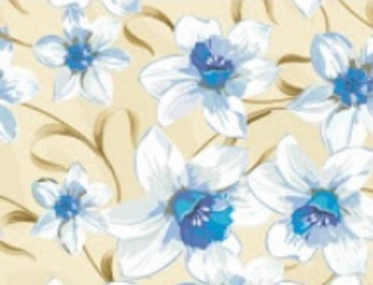 Imagem de Papel De Parede Para Sala Quarto Floral Flores Branco e Azul Em 3d  FL118  3METROSX57CM