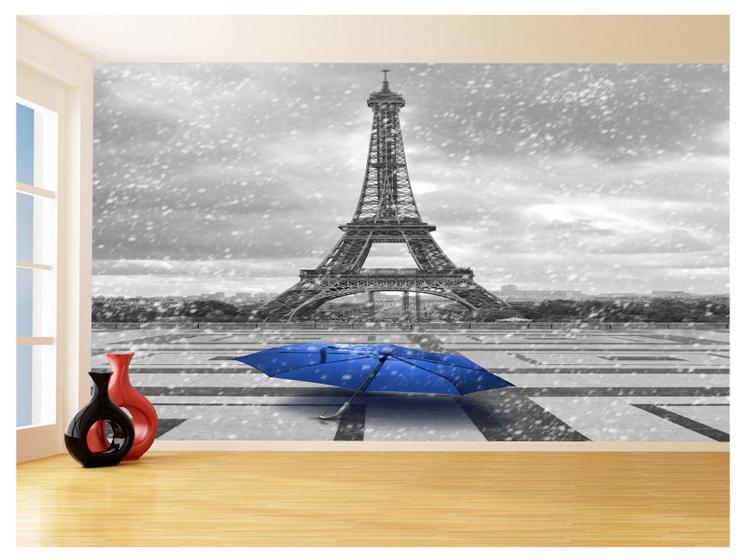 Imagem de Papel De Parede Paris Eiffel Guarda Chuva Céu 3,5M Ncd309