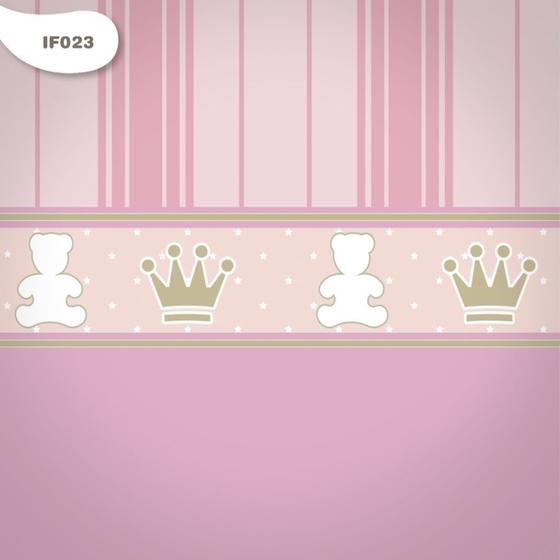 Imagem de Papel de Parede Quarto Bebˆ Infantil Ursinha Princesa 18m