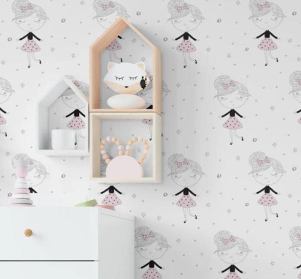 Imagem de Papel de Parede Quarto Infantil Menina Bebe Delicado Lavável JAM163