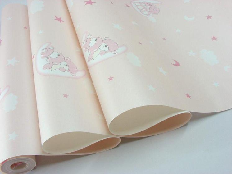 Imagem de Papel de Parede - Rosa com Desenhos Infantis - Rolo com 10m x 53cm - LMS-PPY-YWC3-3-ROSA (ST26093)