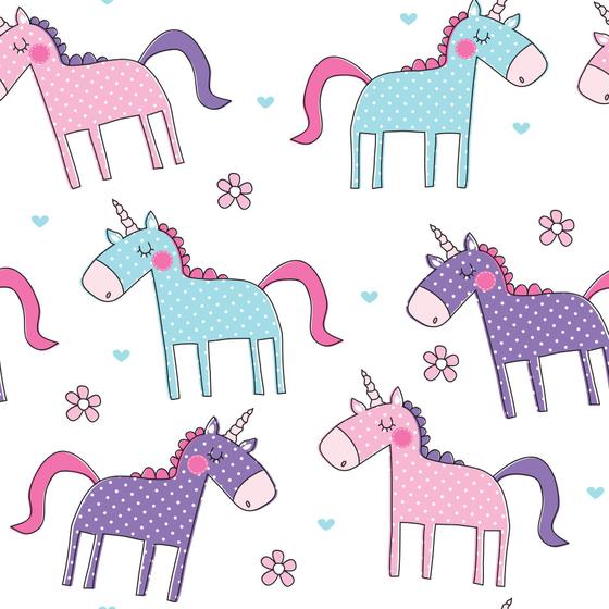 Imagem de Papel de Parede Unicornio Poá Adesivo 2,70x0,57m