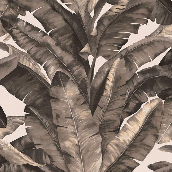 Imagem de Papel De Parede Unique Un5019 Folhas Preto com Rosa- Rolo Fechado Com 10mts - Edantex