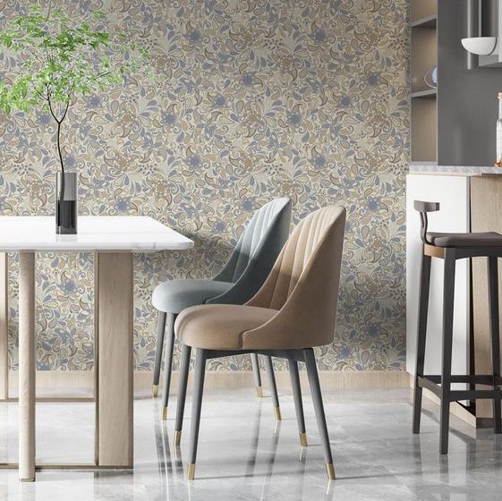 Papel de Parede Vinílico Autoadesivo Lavável Floral Bege Azul Flores Paisley Decoração Moderna Quarto - Sala de Estar - Escritório Menor preço em Papel de Parede Vinílico Autoadesivo Lavável Floral Bege Azul Flores Paisley Decoração Moderna Quarto - Sala de Estar - Escritório
