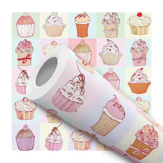 Imagem de Papel de Parede Vinílico Confeitaria Cupcake Doces 2m