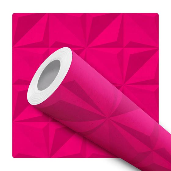 Papel De Parede Vinílico Efeito Visual Gesso 3D Rosa Choque Quarto 10m - DELIQUADROS Imagem de Papel De Parede Vinílico Efeito Visual Gesso 3D Rosa Choque Quarto 10m