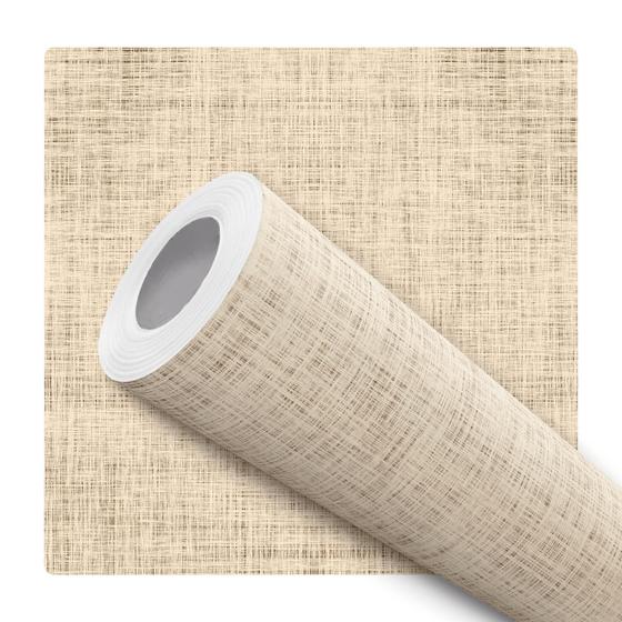 Imagem de Papel de Parede Vinílico Estilo Linho Natural Bege Sala 1m