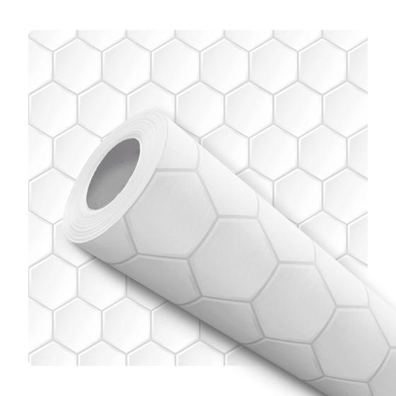 Imagem de Papel de Parede Vinílico Hexagonal Geométrico Sala Cozinha 5m