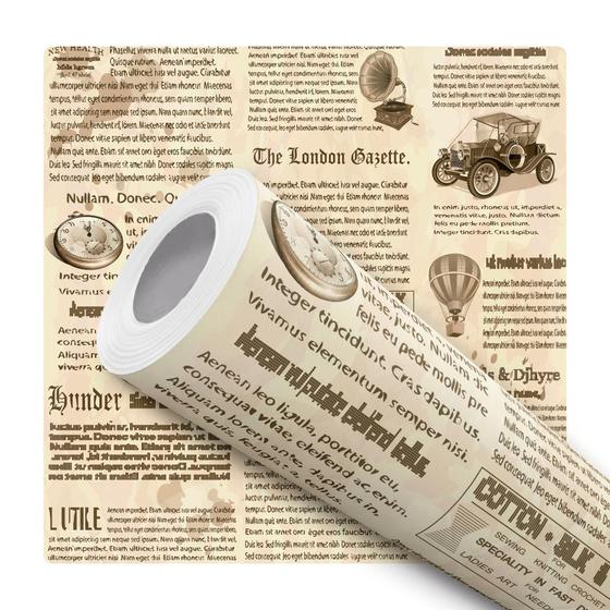 Imagem de Papel de Parede Vinílico Jornal Vintage Retro Sala Quarto 10m