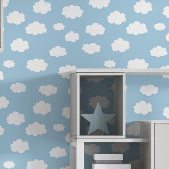Imagem de Papel De Parede Vinílico Nuvens Céu Azul Quarto Infantil 1m