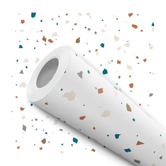 Imagem de Papel de Parede Vinílico Terrazzo Branco Sala Quarto 3.5m