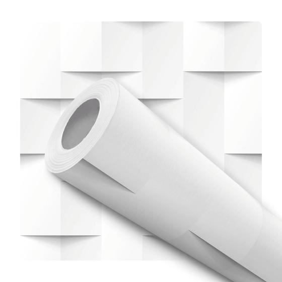 Imagem de Papel De Parede Vinílico Tijolinho Branco Efeito Visual 3D 12m