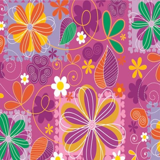 Imagem de Papel de Presente Bobina Couchê 60CM Modelo 191 Flores e Cores - 100 Metros