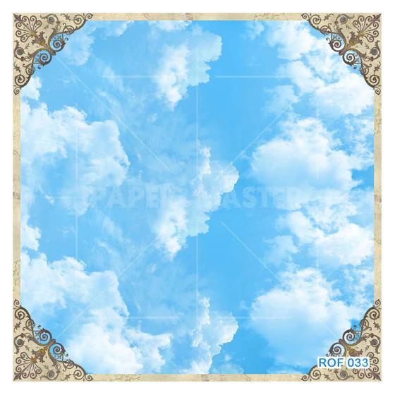 Imagem de Papel De Teto Céu ul Nuvens Moldura Impressa 3,5M Rof33