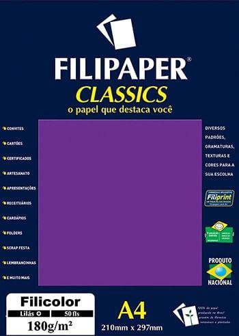 Imagem de Papel Filicolor A4 180g Com 50 Folhas Lilás Filipaper