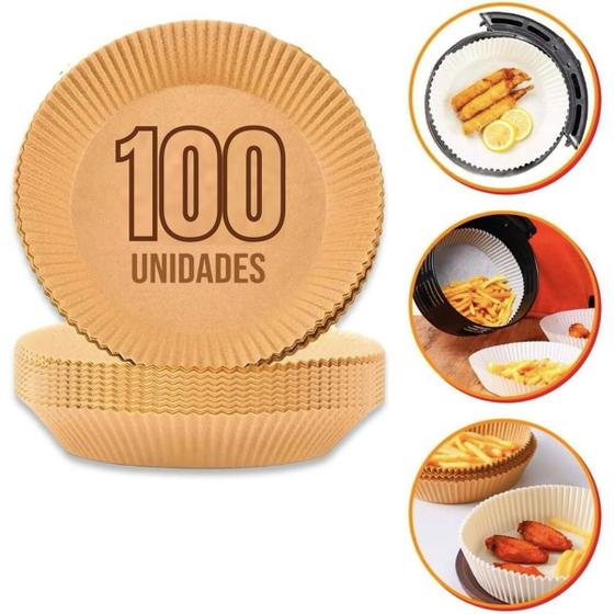 Imagem de Papel Forro Air Fryer Antiaderente Descartável Com 100 Pcs