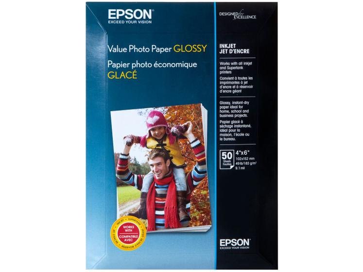 Papel Fotográfico 10x15cm Epson 183g Value Photo Paper Glossy 50