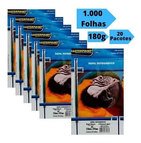 Papel Fotográfico 180g A4 Foto Glossy 1000 Fls Masterprint Menor preço em Papel Fotográfico 180g A4 Foto Glossy 1000 Fls Masterprint