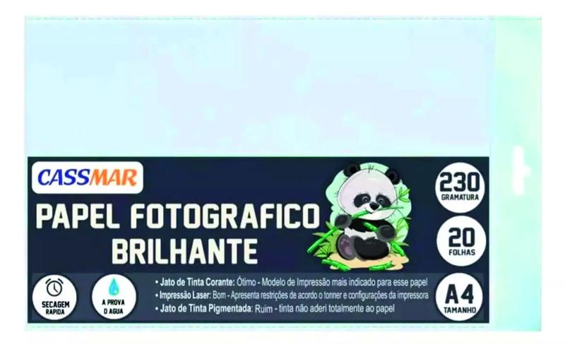 Imagem de Papel Fotográfico 230g Brilhante A4 210x29m7m Cassmar 20 Fls