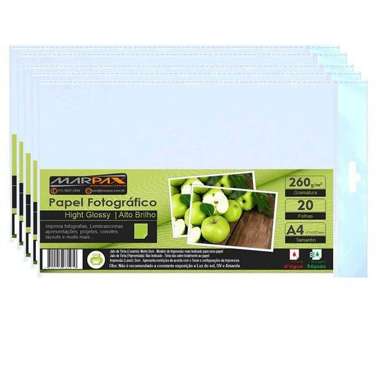 Papel Fotográfico 260g Brilhante A4 210x297mm Marpax 100 Fls Menor preço em Papel Fotográfico 260g Brilhante A4 210x297mm Marpax 100 Fls