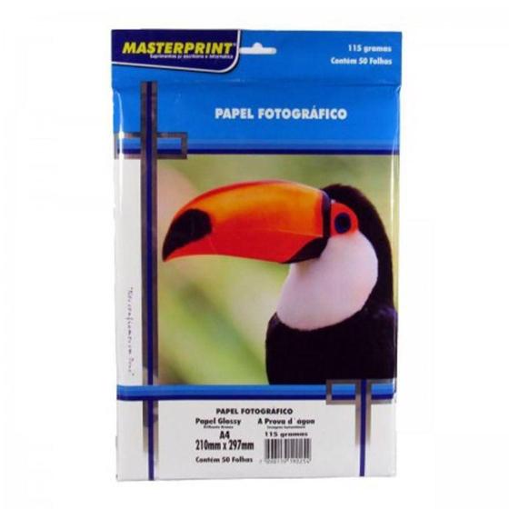 Papel Fotográfico A 4 210mmx297mm 115g Com 50 Folhas Gloss Paper Brilhante Masterprint Papel 9445